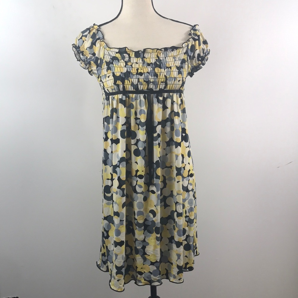 Yellow black and white poka dot dress